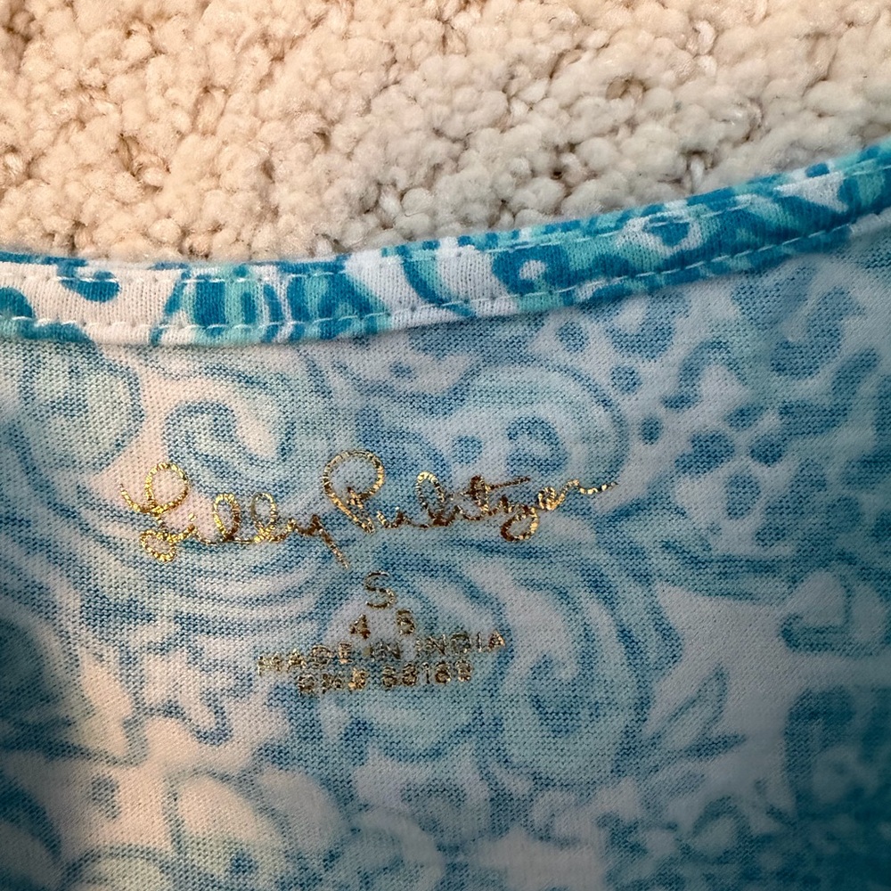 Lilly Pulitzer Girls Dress Blue and White Patterned Dress - Picture 2 of 2